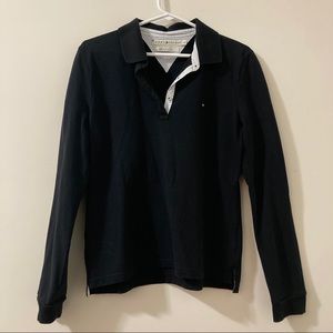Vintage Tommy Hilfiger black long-sleeve polo